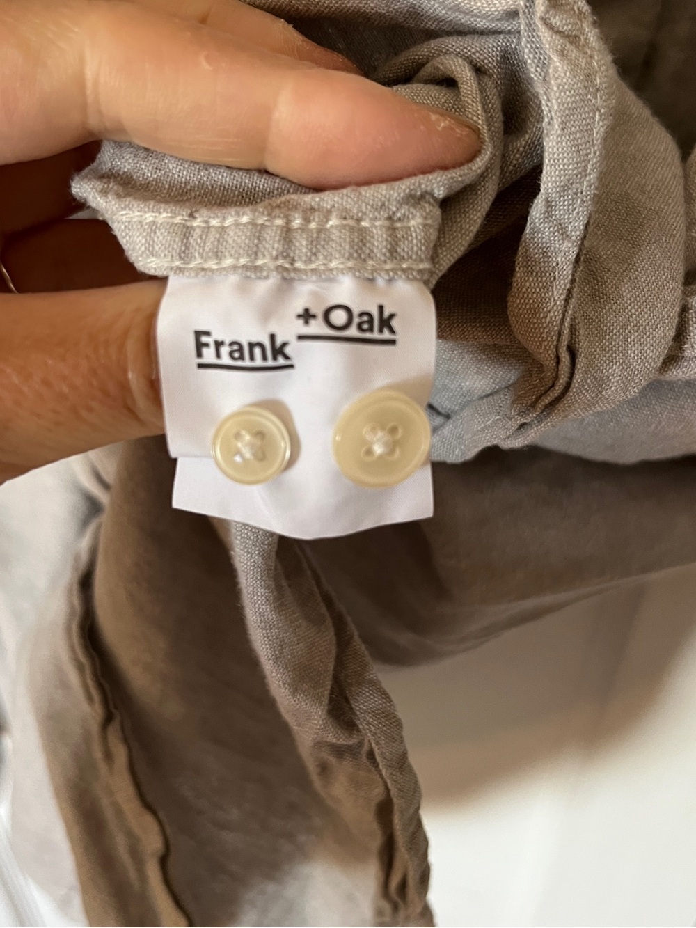 Men’s light grey Frank + Oak buttondown shirt cotton / linen M - Picture 4 of 6